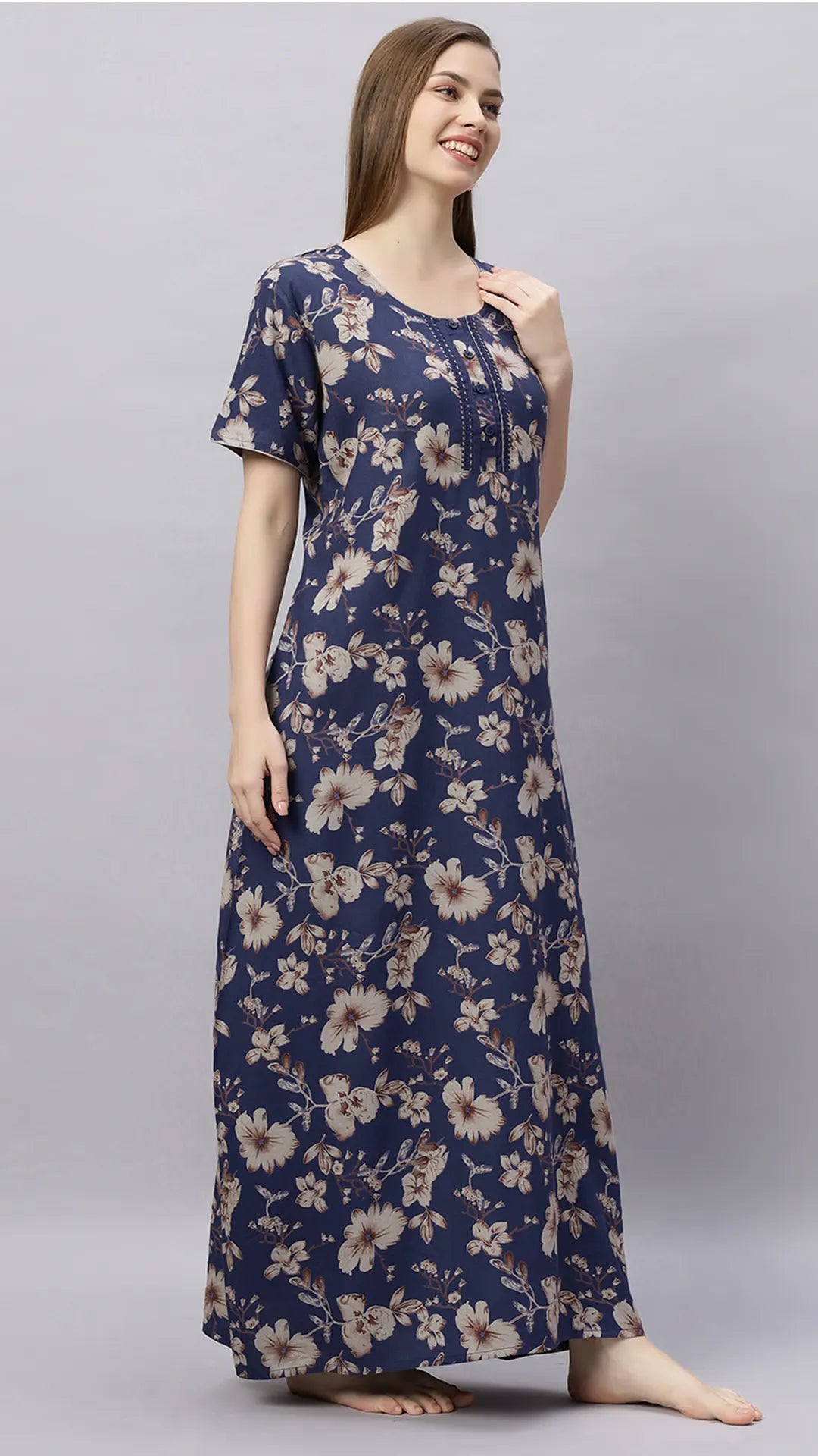 Sukanya Floral Printed Maxi Gown | Women's Stylish Lounge Wear