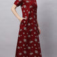 Sukanya Stylish Printed Maxi Gown for Women | Comfortable Half Sleeves Lounge Wear Dress in Cotton