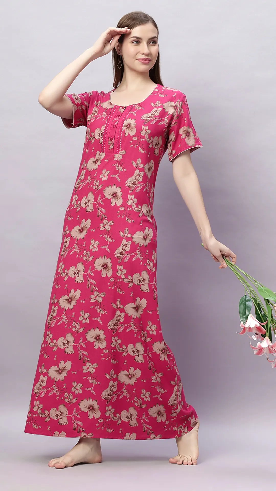 Sukanya Floral Printed Maxi Gown | Women's Stylish Lounge Wear