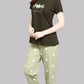 Sukanya  Women's Printed Sinker Nightsuit Set | Regular Fit Loungewear | Ideal for Women | Lounge Wear Nightdress Pyjama Set Sleepwear | Green  Printed Half Sleeves Round Neck