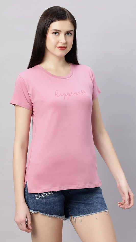 Sukanya Women's  Lounge Wear  Seprate Top  - Pink , Looper Lycra, Regular Fit, Ideal For Women's, Lounge Wear, Half Sleeve, Round Neck