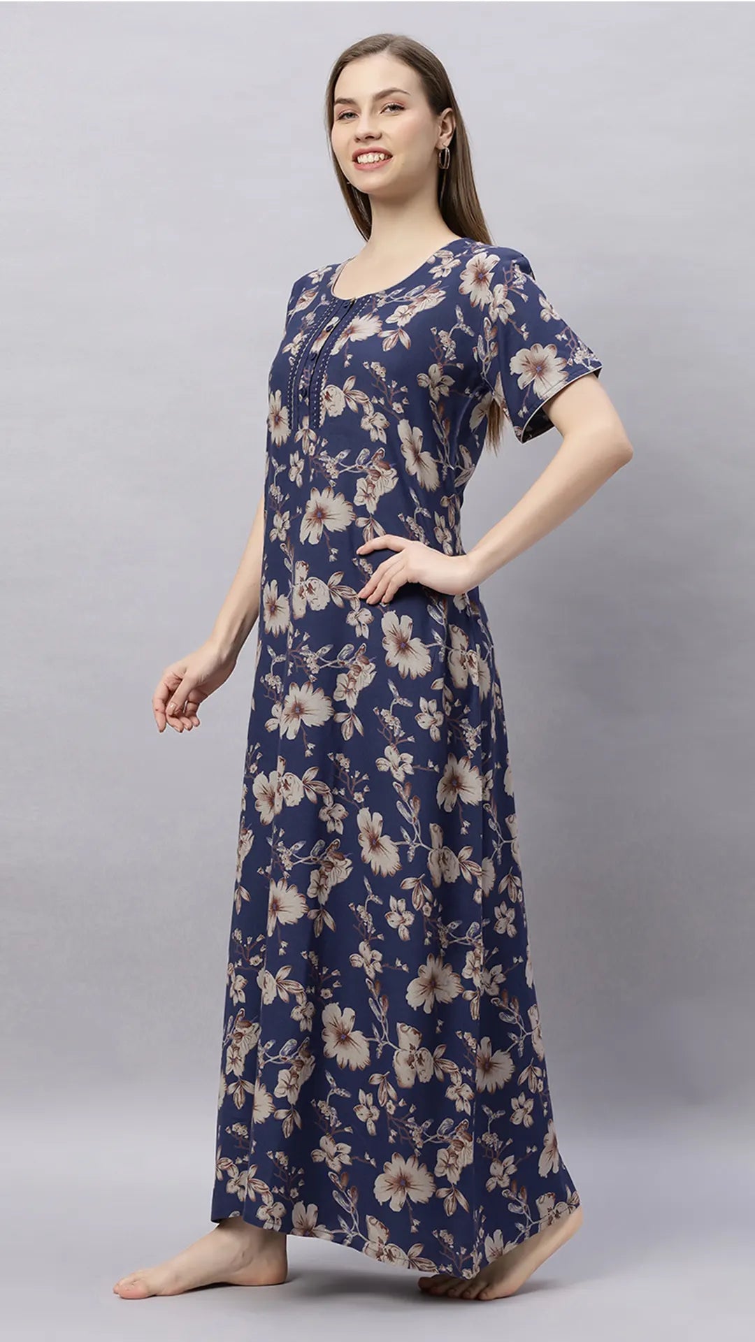 Sukanya Floral Printed Maxi Gown | Women's Stylish Lounge Wear