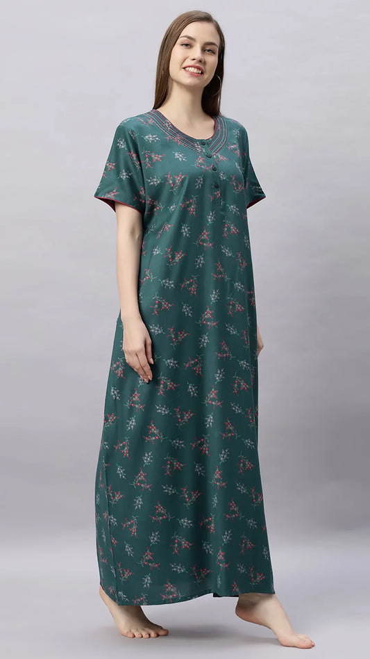 Sukanya Floral Printed Maxi Gown | Women's Stylish Lounge Wear