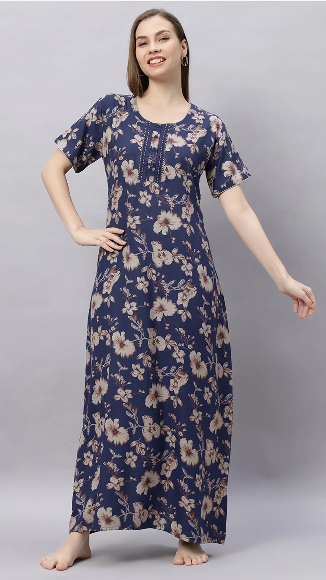 Sukanya Floral Printed Maxi Gown | Women's Stylish Lounge Wear