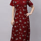 Sukanya Stylish Printed Maxi Gown for Women | Comfortable Half Sleeves Lounge Wear Dress in Cotton