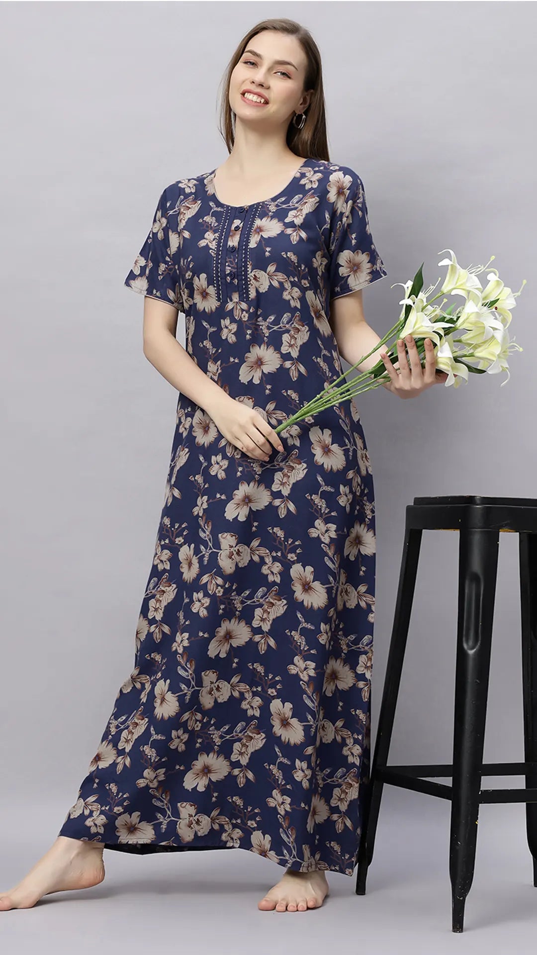 Sukanya Floral Printed Maxi Gown | Women's Stylish Lounge Wear