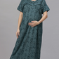 Sukanya Comfortable Women's Full Length Cotton Blend Half Sleeves Nighty, Green, Maroon & Coffee, Soft and Elegant Print Sleepwear