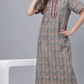 Sukanya Comfortable Women's Full Length Cotton Blend Half Sleeves Nighty, Coffee &  Gray Soft and Elegant Print Sleepwear