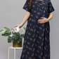 Sukanya Comfortable Women's Full Length Cotton Blend Half Sleeves Nighty, Wine, Green & Blue Soft and Elegant Print Sleepwear