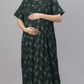 Sukanya Comfortable Women's Full Length Cotton Blend Half Sleeves Nighty, Wine, Green & Blue Soft and Elegant Print Sleepwear