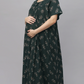 Sukanya Comfortable Women's Full Length Cotton Blend Half Sleeves Nighty, Wine, Green & Blue Soft and Elegant Print Sleepwear