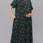 Sukanya Comfortable Women's Full Length Cotton Blend Half Sleeves Nighty, Wine, Green & Blue Soft and Elegant Print Sleepwear