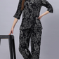 Sukanya Comfortable Women's Cotton Blend Half Sleeves Night Suit -  Black, Soft and Elegant Print Sleepwear