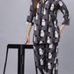 Sukanya Comfortable Women's Cotton Blend Half Sleeves Night Suit, Gray & Dark - Pink, Soft and Elegant Print Sleepwear