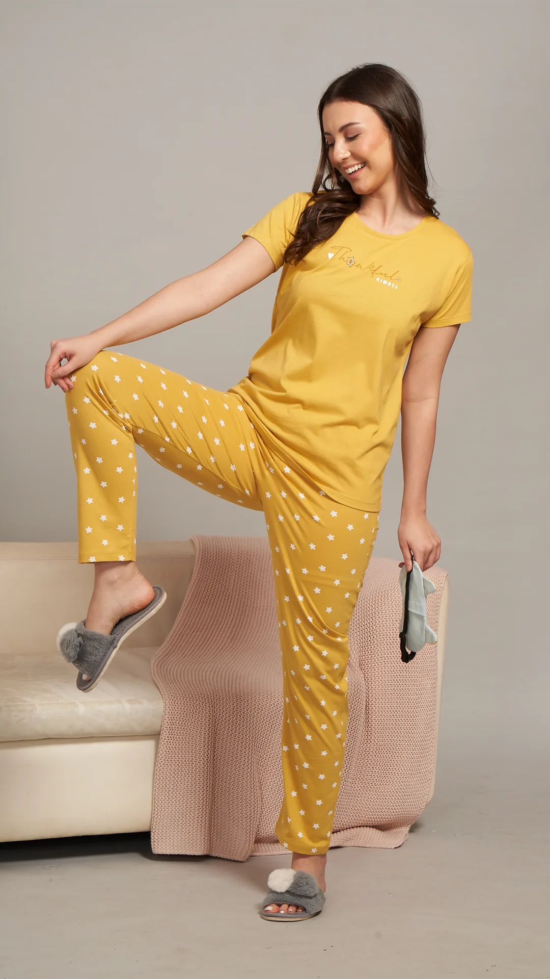 Sukanya  Women's Printed Sinker Nightsuit Set , Regular Fit Loungewear , Ideal for Women , Lounge Wear Nightdress Pyjama Set Sleepwear , Skin Printed Half Sleeves Round Neck